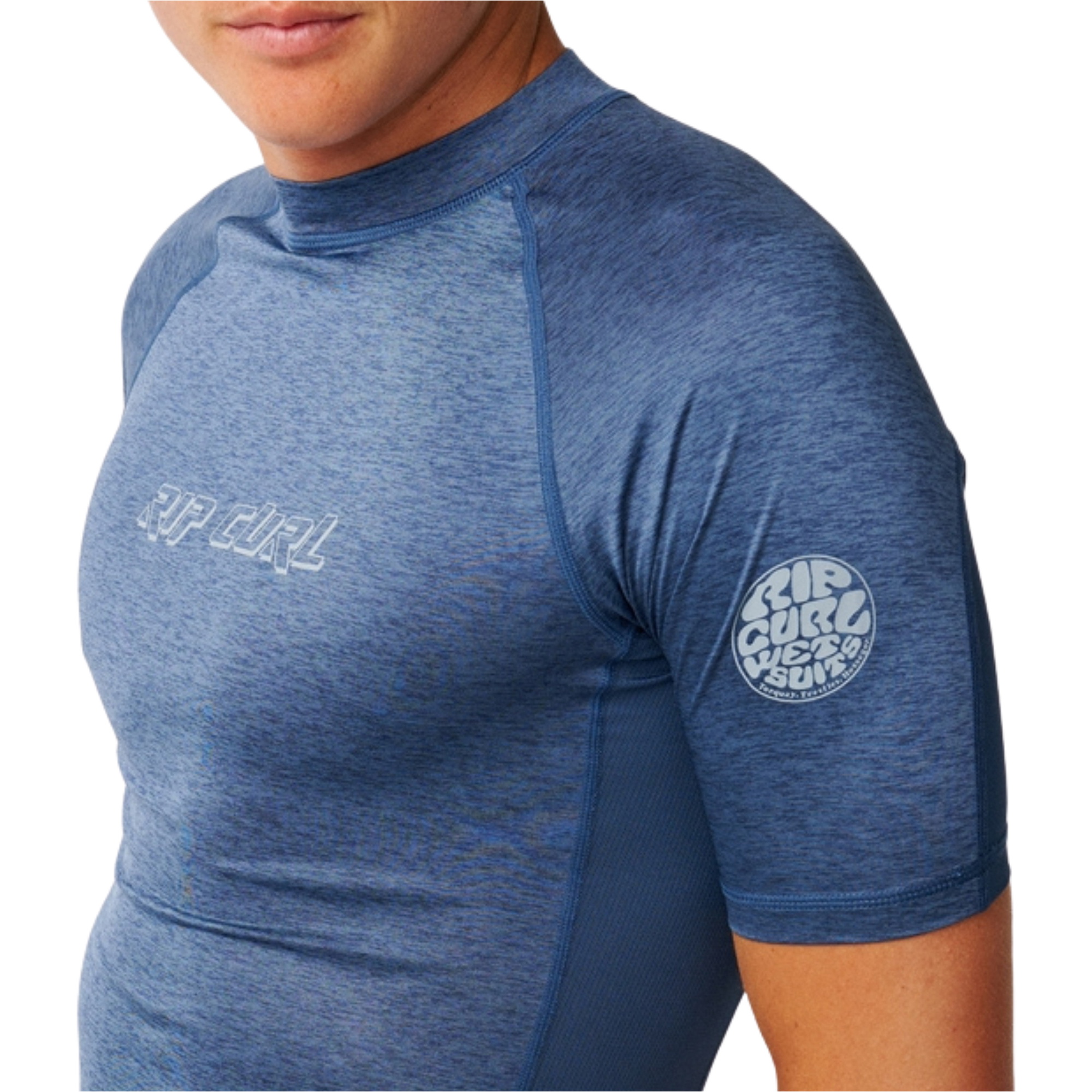 2026 Rip Curl Mens Dawn Patrol UPF Perf Short Sleeve Rash Vest 193MRV - Light Navy Marle